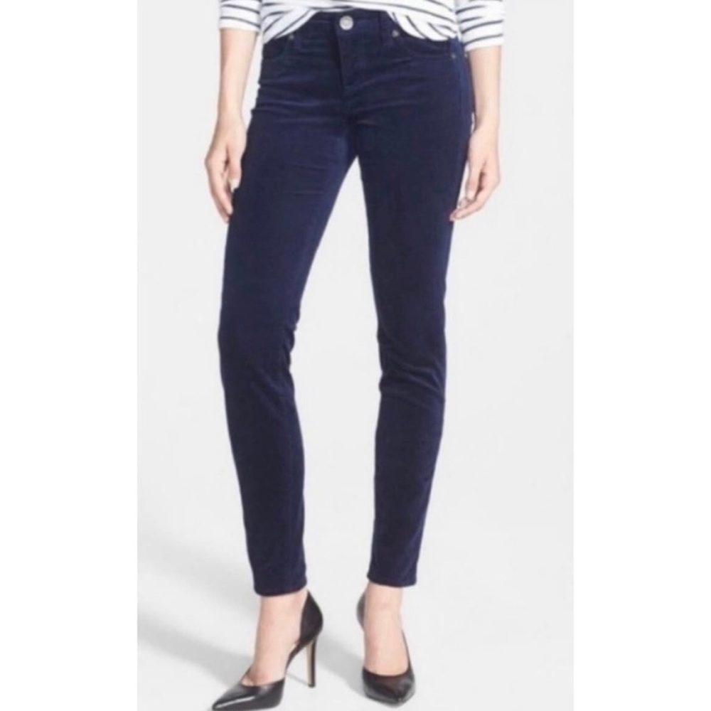 Rock & Republic Berlin Skinny Ankle Mid Rise Blue Micro Corduroy Pants 10